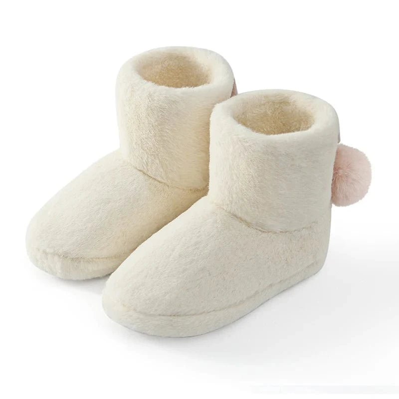 Chaussons Montants Chauds pour Femme Écru / 35