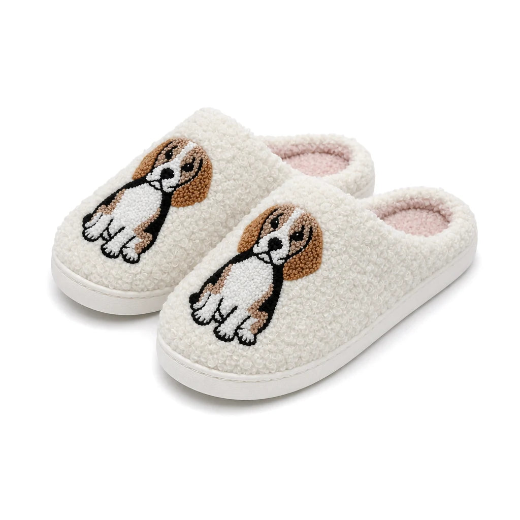 Chaussons Moumoute Beagle Bochausson vue trois-quarts de la paire