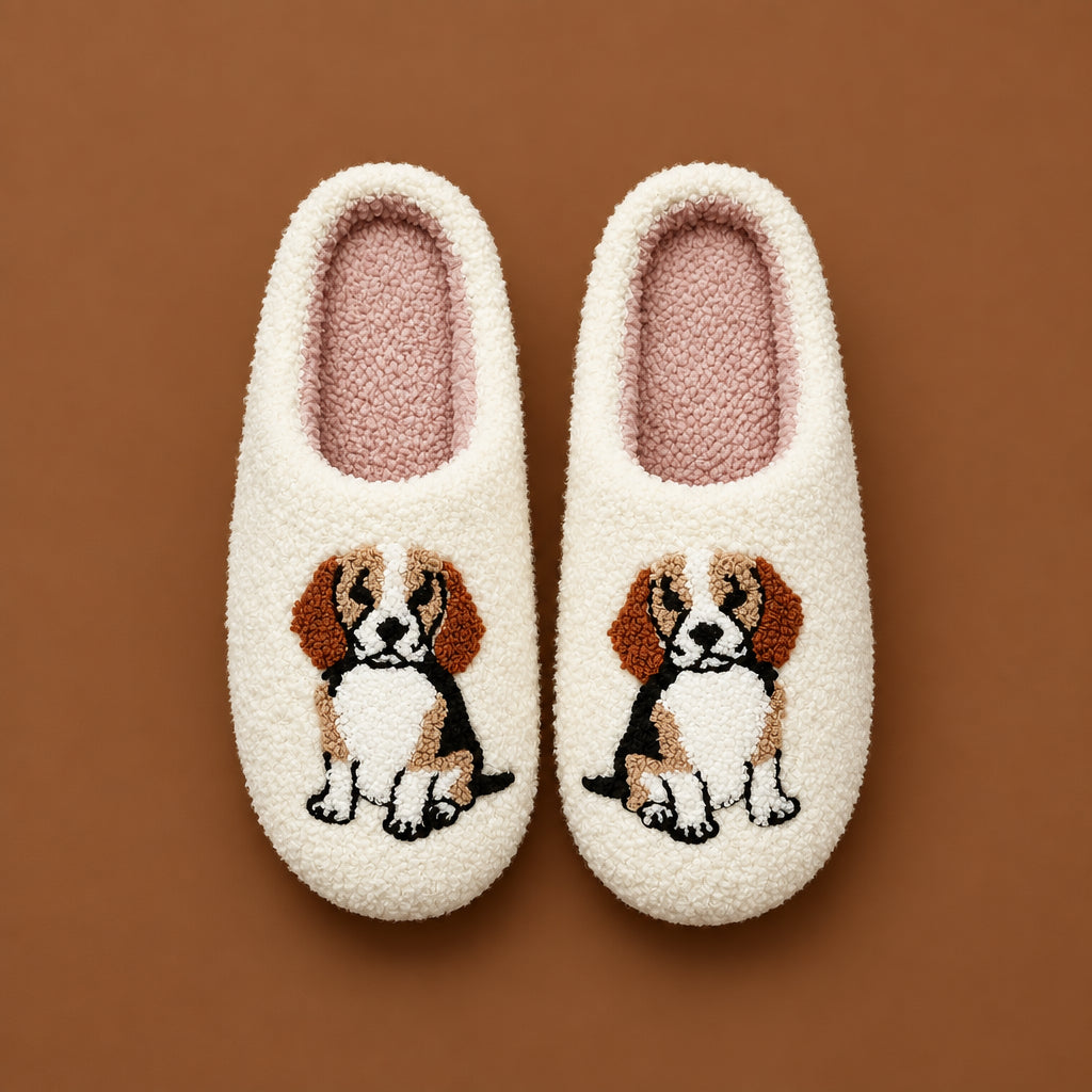 Chaussons Moumoute Beagle Bochausson mise en scène