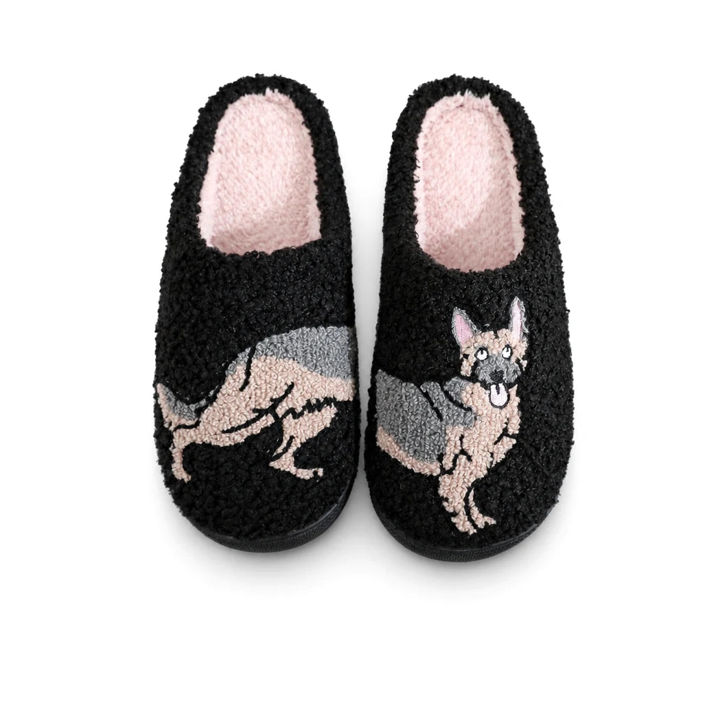Chaussons Moumoute Berger Allemand Bochausson vue de dessus de la paire
