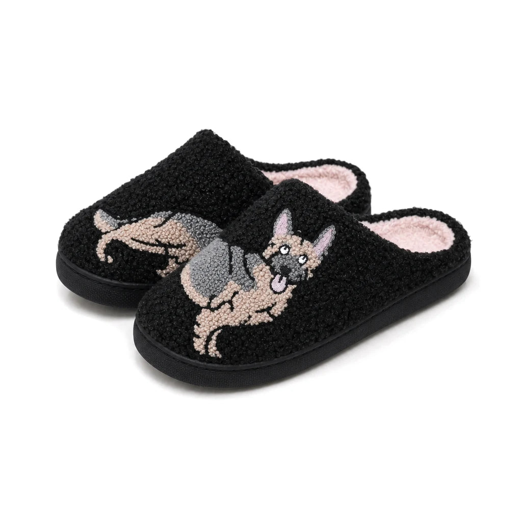 Chaussons Moumoute Berger Allemand Bochausson vue trois-quarts de la paire