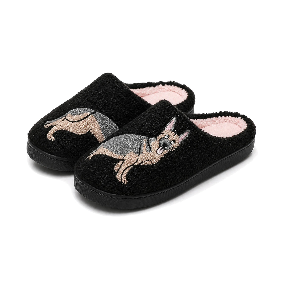 Chaussons Moumoute Berger Allemand Bochausson vue trois-quarts de la paire