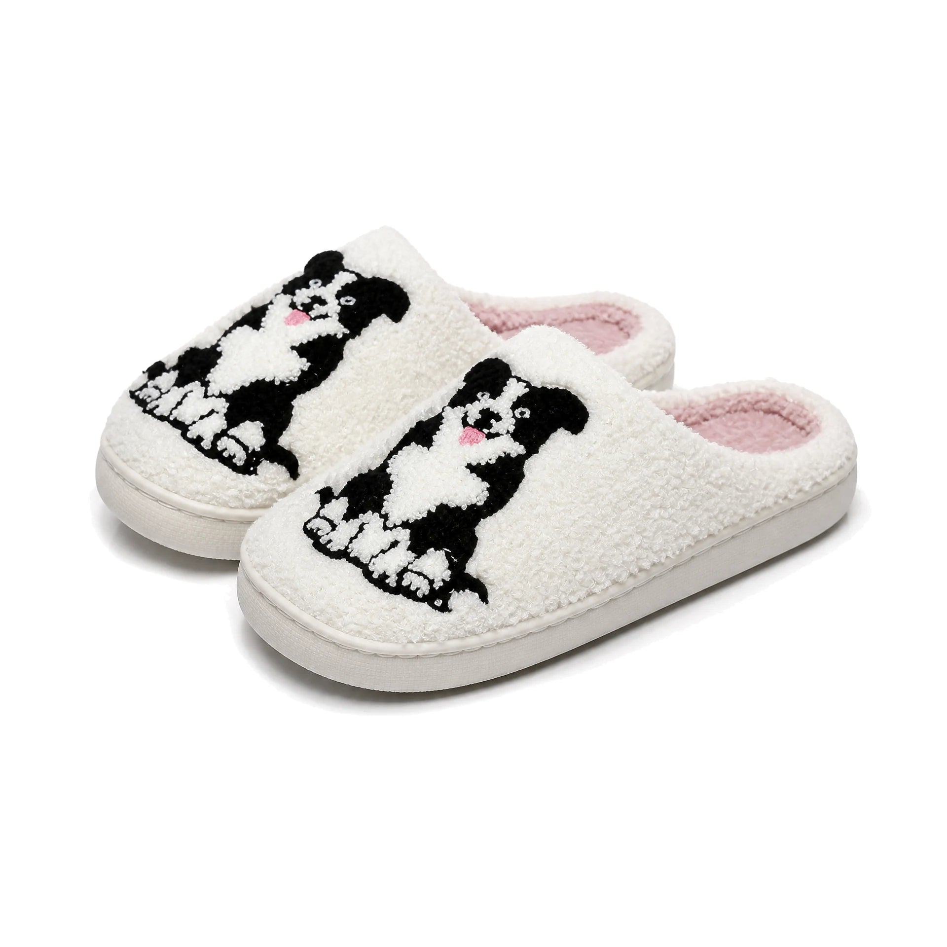 Chaussons Moumoute Border Collie Bochausson vue trois-quarts de la paire