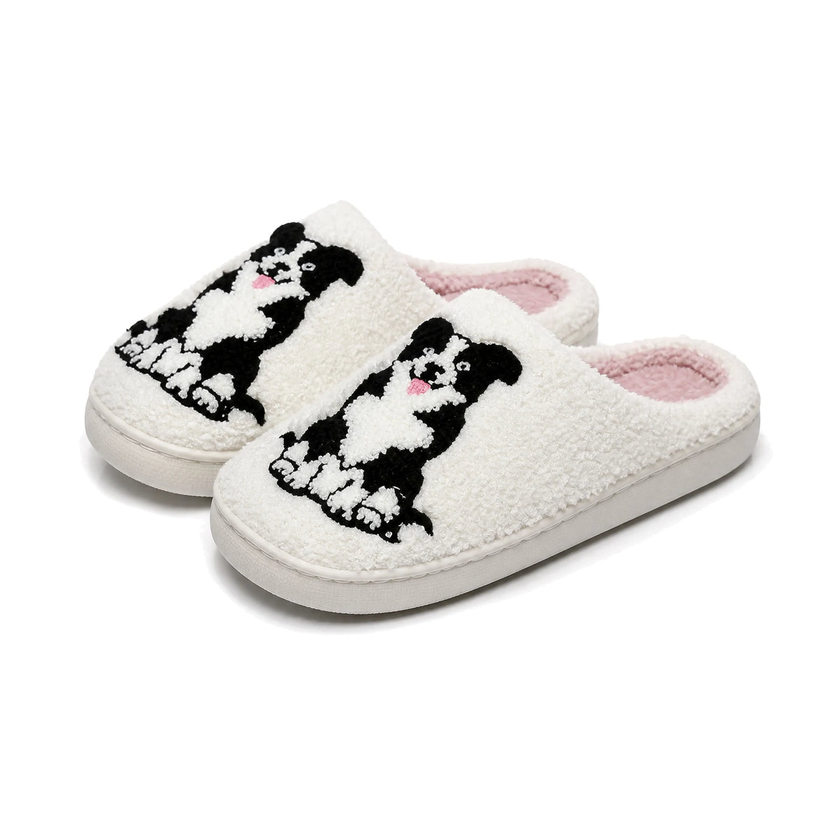 Chaussons Moumoute Border Collie Bochausson vue trois-quarts de la paire