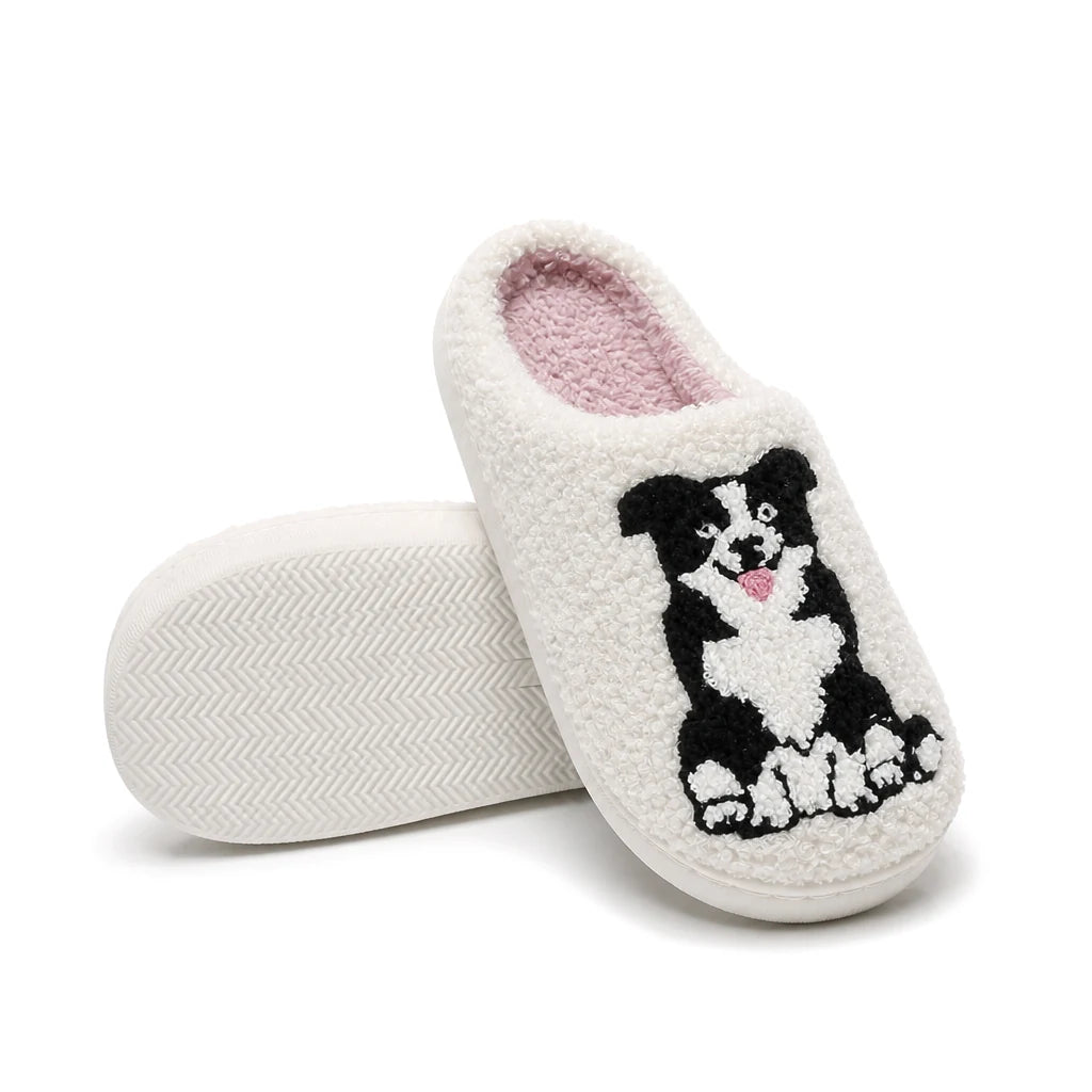 Chaussons Moumoute Border Collie Bochausson semelle antidérapante