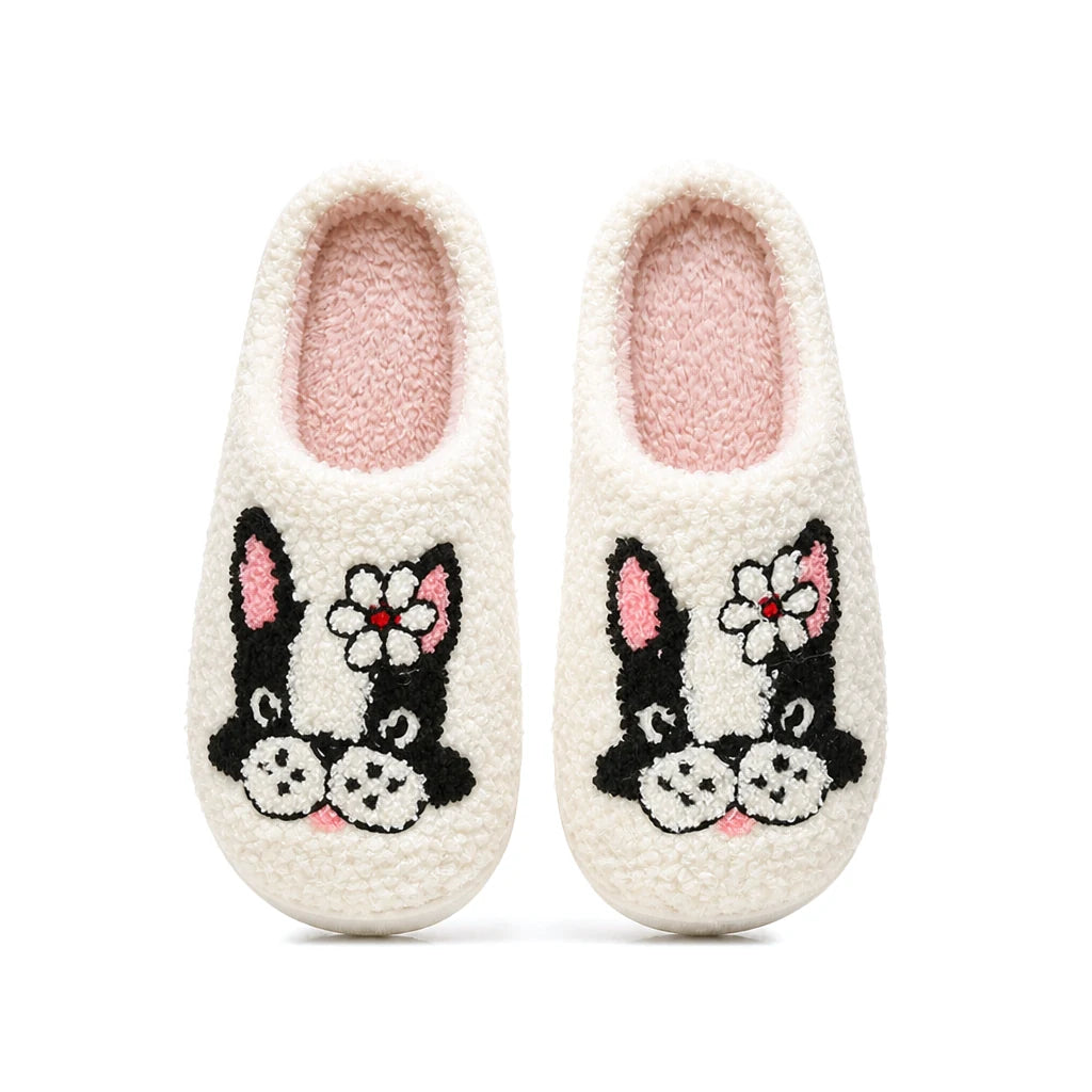 Chaussons Moumoute Bouledogue Bochausson vue de dessus de la paire