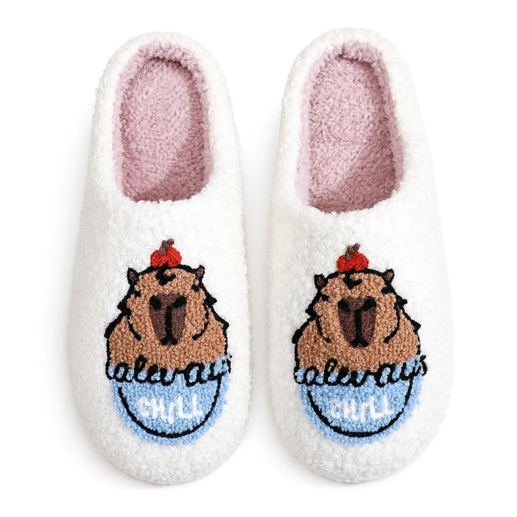 Chaussons Moumoute Capybara Bochausson vue de dessus de la paire