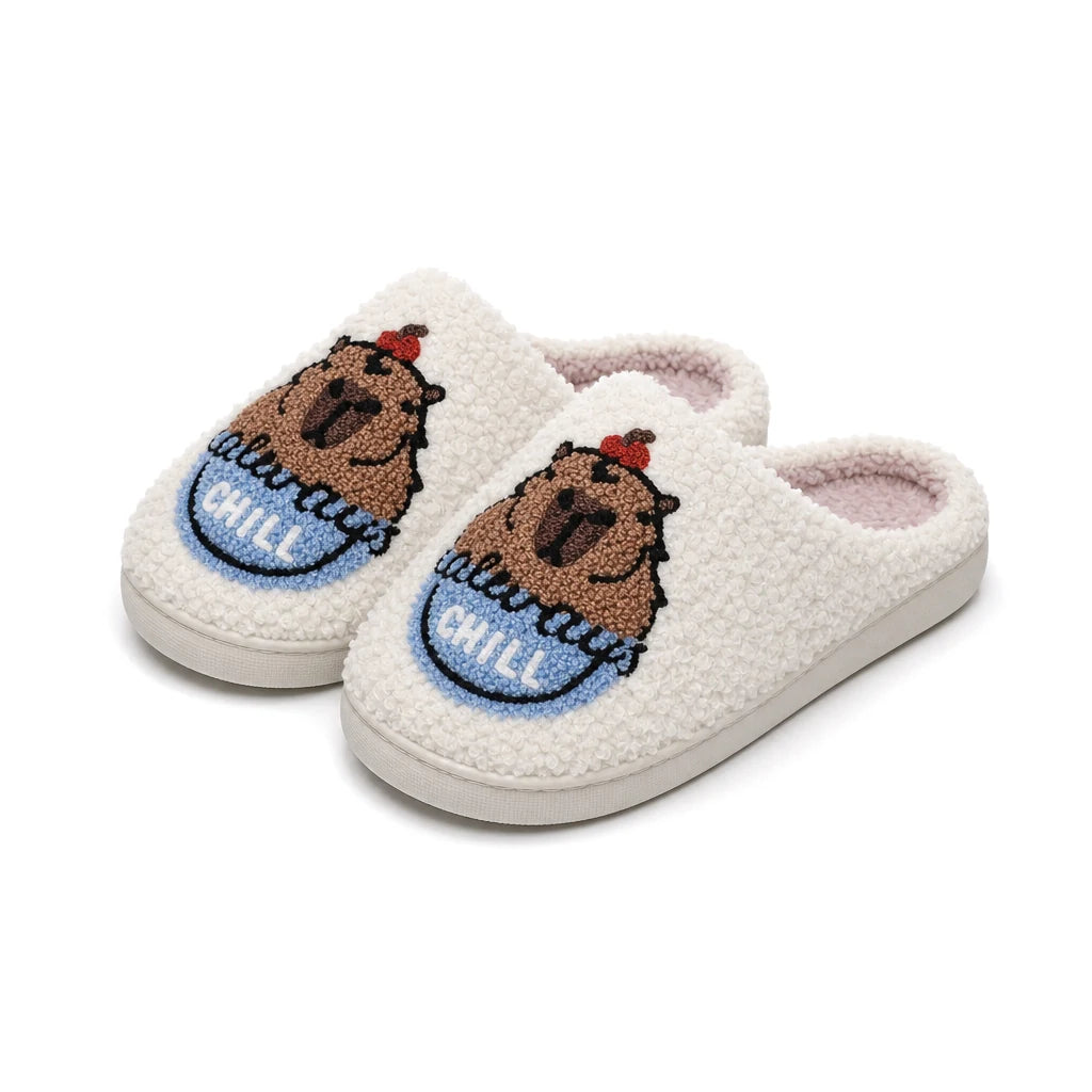 Chaussons Moumoute Capybara Bochausson vue trois-quarts de la paire