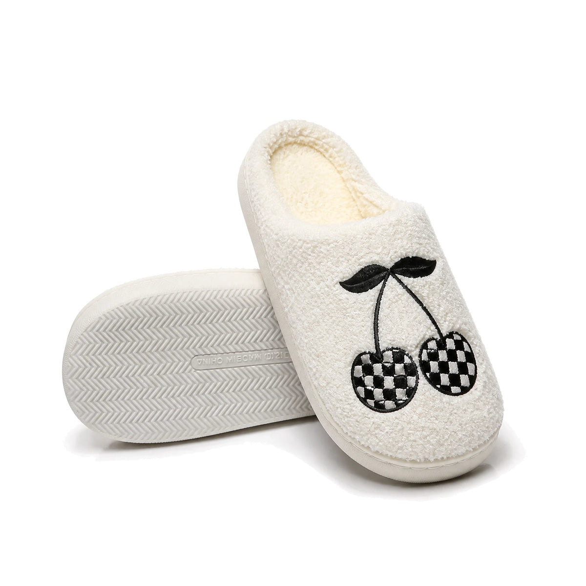 Chaussons Moumoute Cerises à Damier Bochausson semelle antidérapante