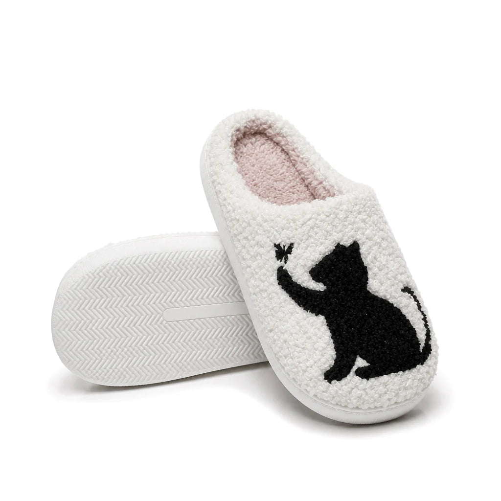 Chaussons Moumoute Chat aux Papillons Bochausson semelle antidérapante