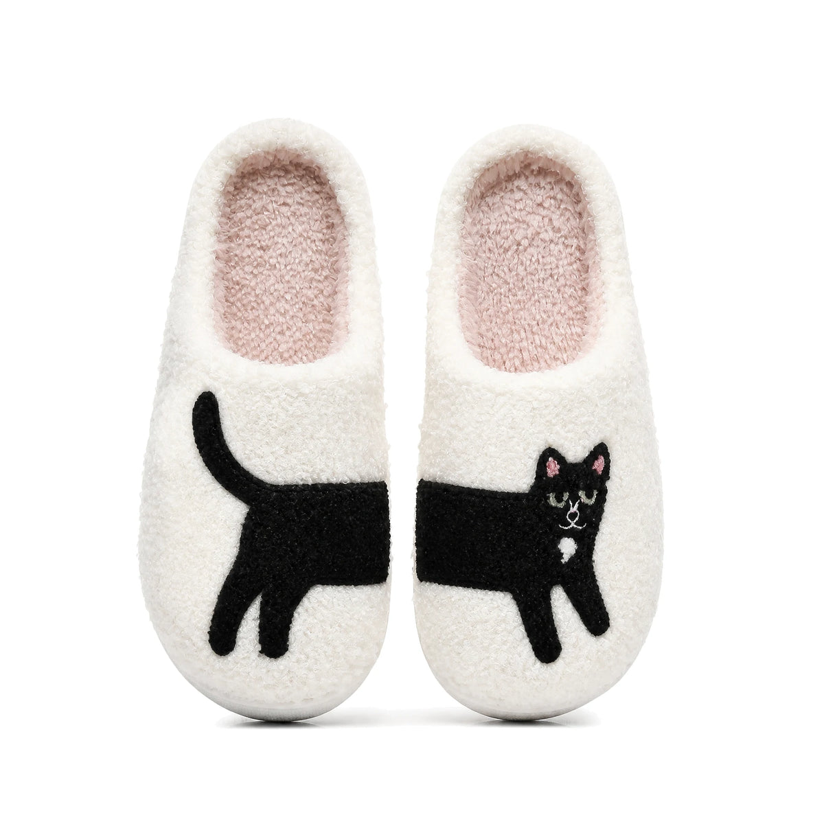 Chaussons Moumoute Chat Noir Bochausson vue de dessus de la paire