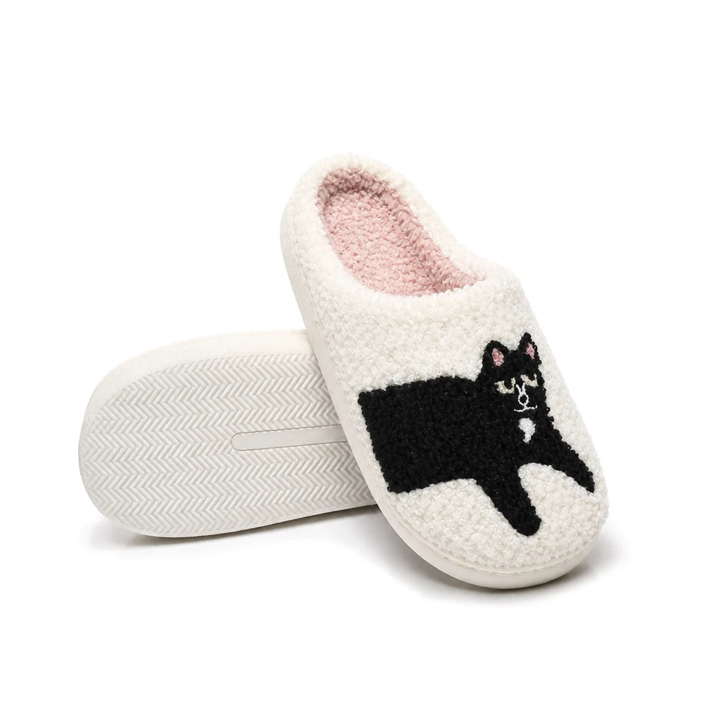 Chaussons Moumoute Chat Noir Bochausson semelle antidérapante
