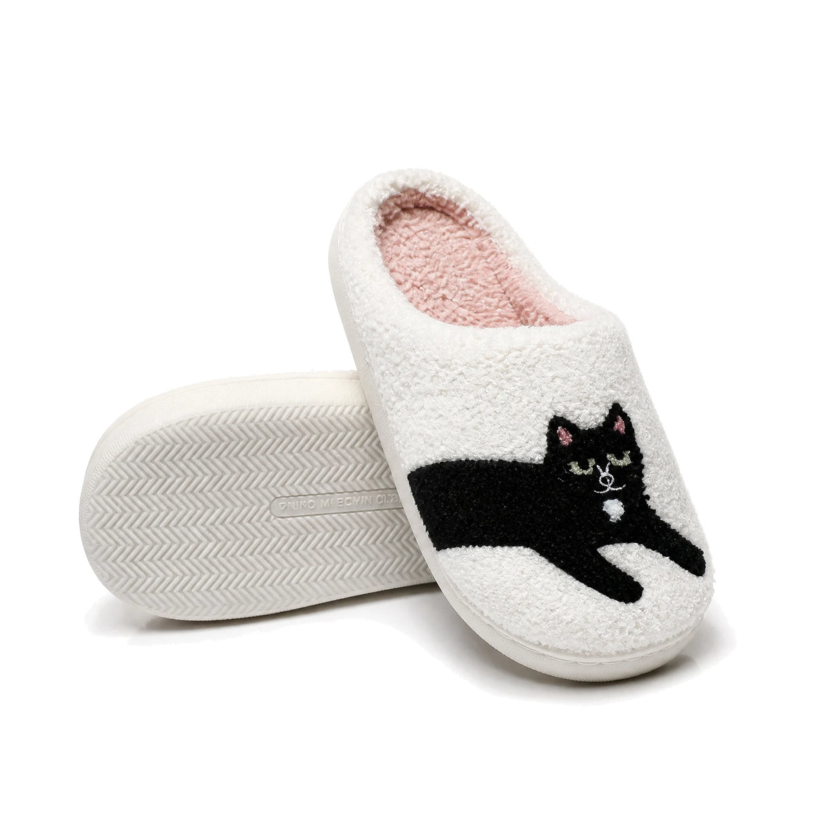 Chaussons Moumoute Chat Noir Bochausson semelle antidérapante