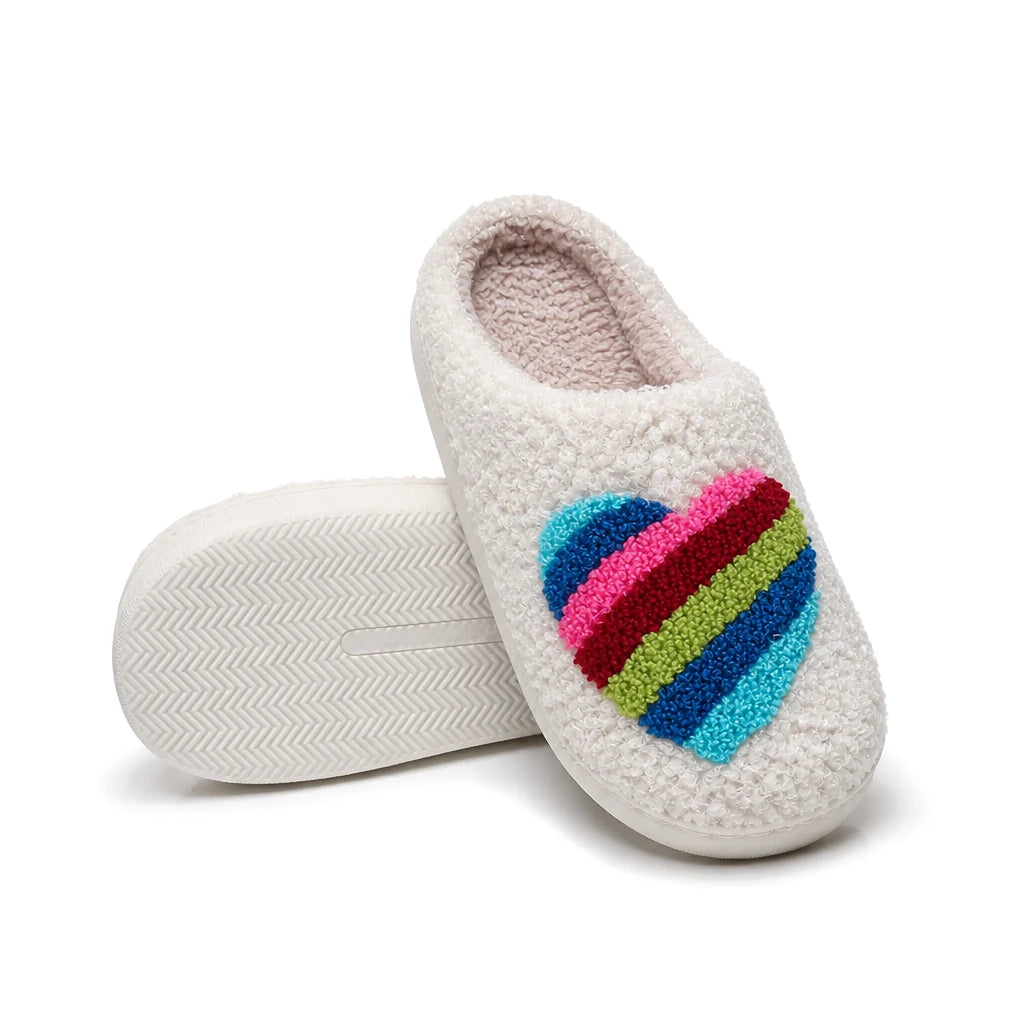 Chaussons Moumoute Cœur Arc-en-Ciel Bochausson semelle antidérapante
