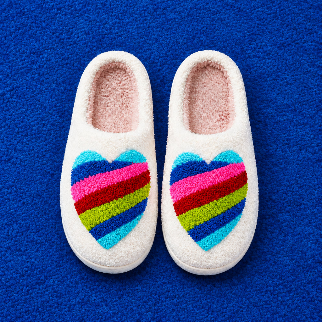Chaussons Moumoute Cœur Arc-en-Ciel Bochausson mise en scène