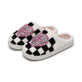 Chaussons Moumoute Damier Cœur Disco Bochausson vue trois-quarts de la paire