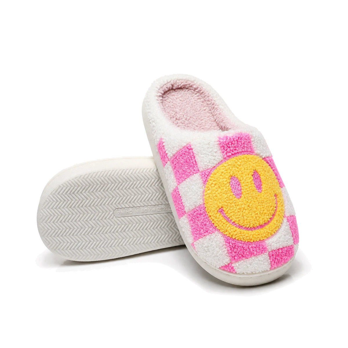 Chaussons Moumoute Damier Smiley Bochausson semelle antidérapante