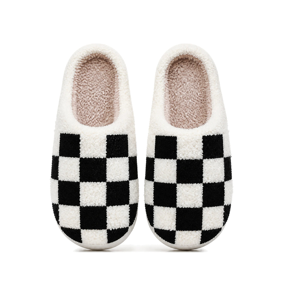 Chaussons Moumoute Damier Bochausson vue de dessus de la paire