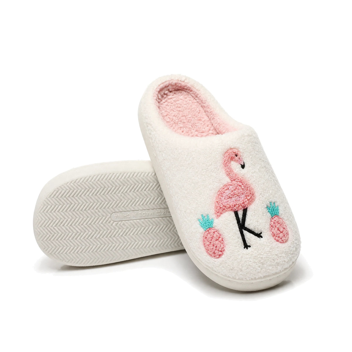 Chaussons Moumoute Flamant Rose Bochausson semelle antidérapante