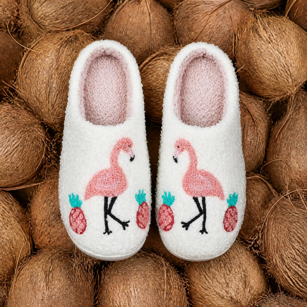Chaussons Moumoute Flamant Rose Bochausson mise en scène