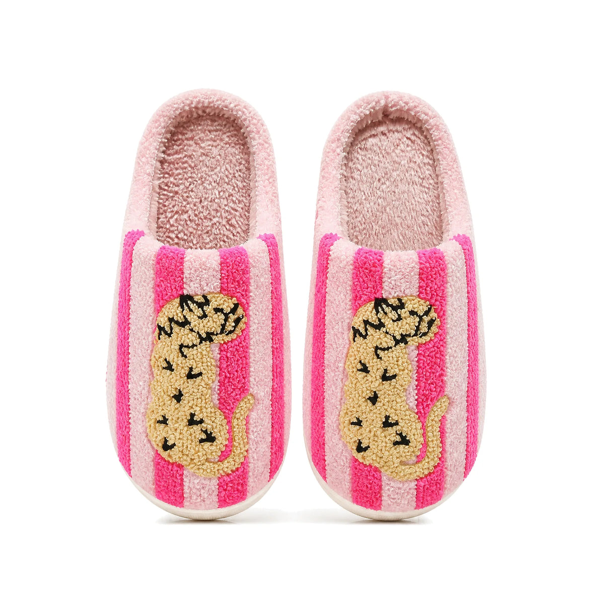 Chaussons Moumoute Léopard Bochausson vue de dessus de la paire