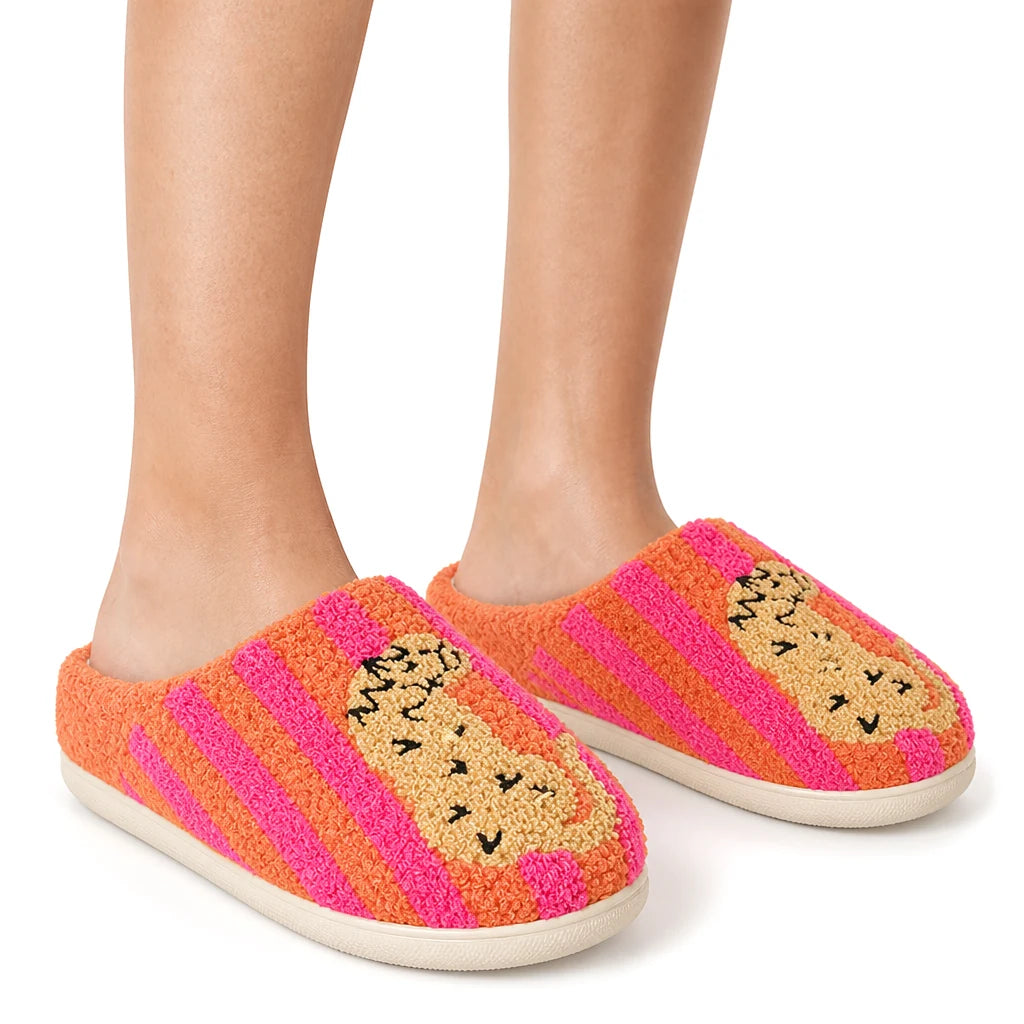 Chaussons Moumoute Léopard Bochausson porté aux pieds, femme