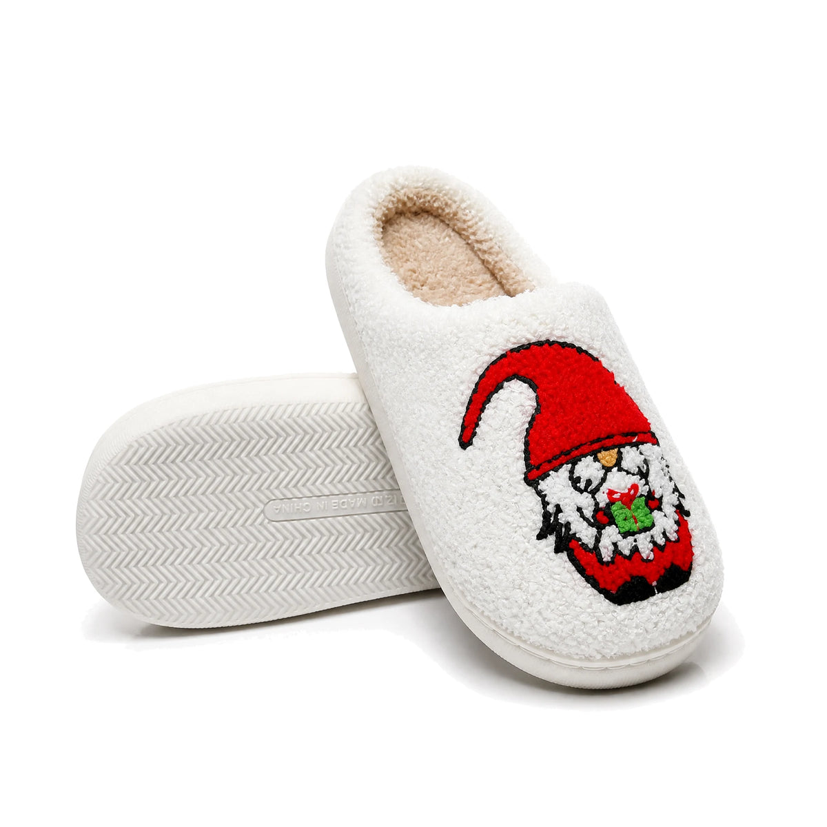 Chaussons Moumoute Lutin de Noël Rouge Bochausson semelle antidérapante