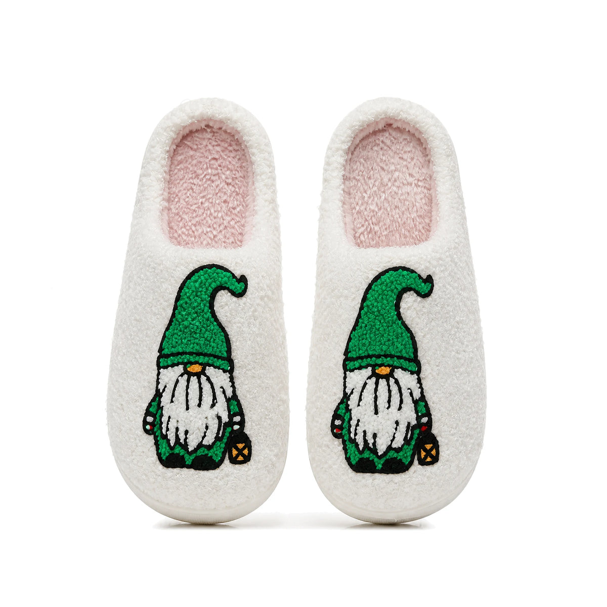 Chaussons Moumoute Lutin de Noël Vert Bochausson vue de dessus de la paire