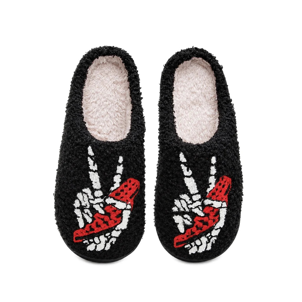 Chaussons Moumoute Main Squelette Bochausson vue de dessus de la paire