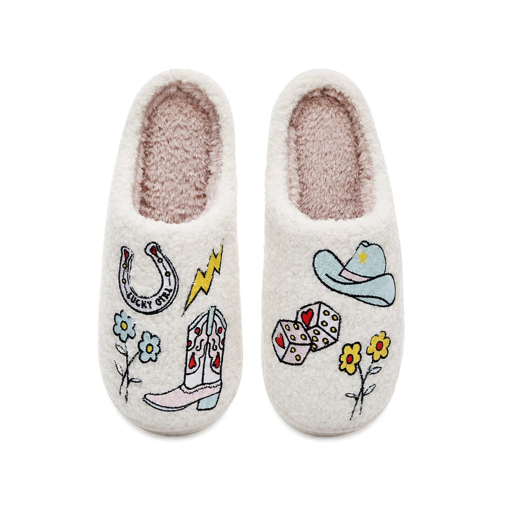 Chaussons Moumoute Motifs Western Bochausson vue de dessus de la paire