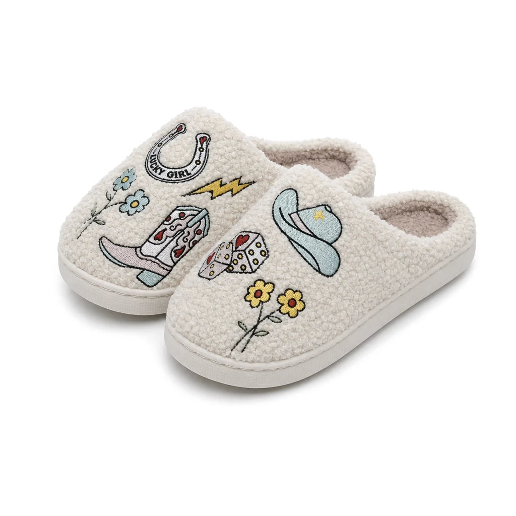 Chaussons Moumoute Motifs Western Bochausson vue trois-quarts de la paire