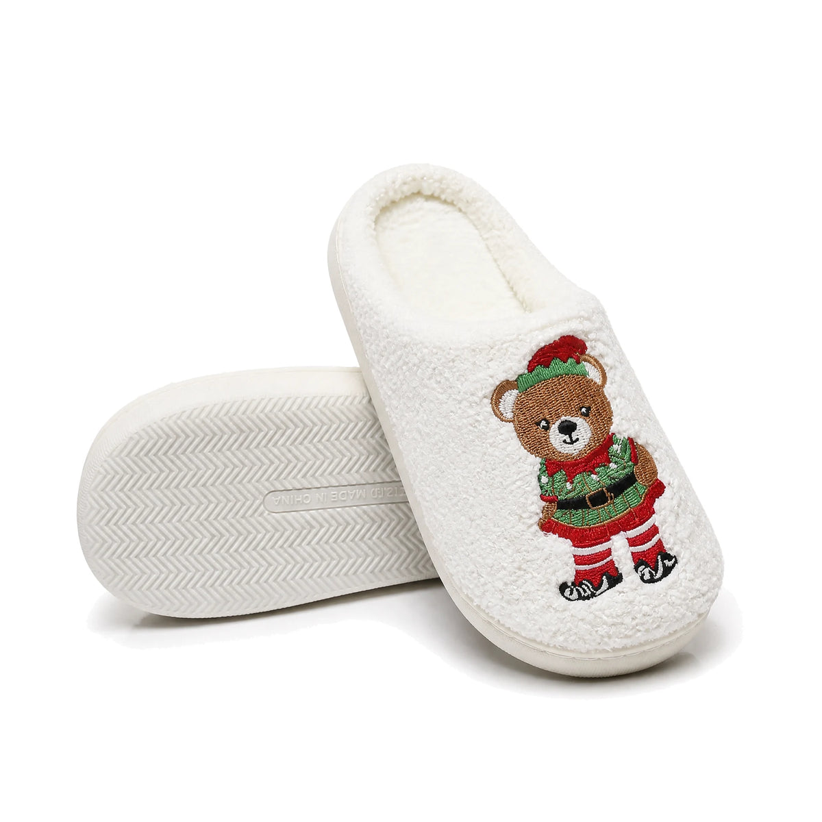 Chaussons Moumoute Ours de Noël Bochausson semelle antidérapante