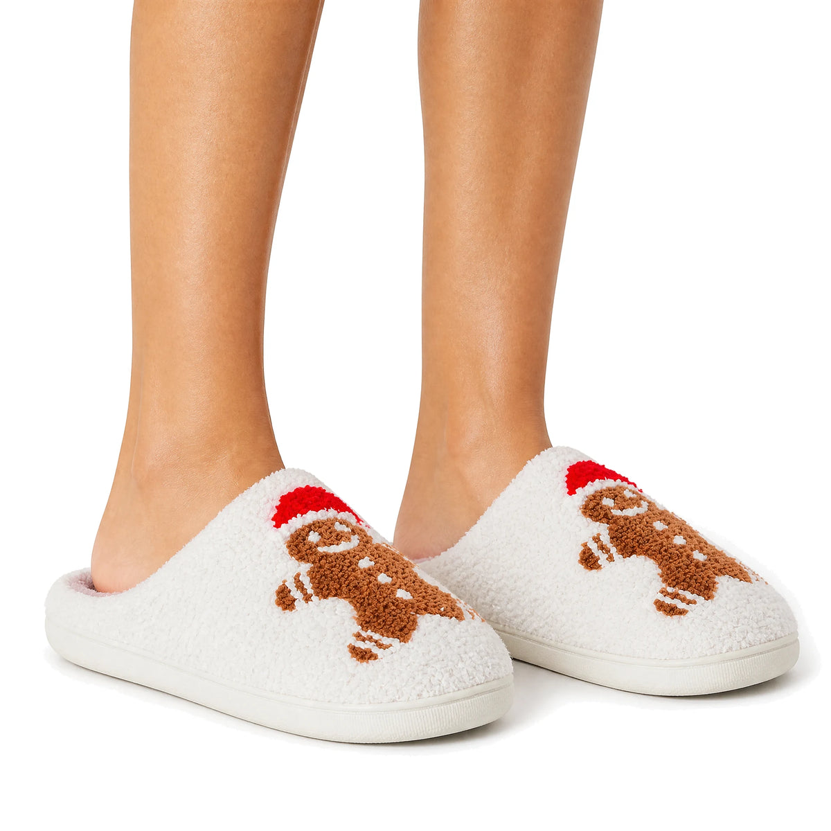 Chaussons Moumoute Pain d'Épice Bochausson porté aux pieds, femme