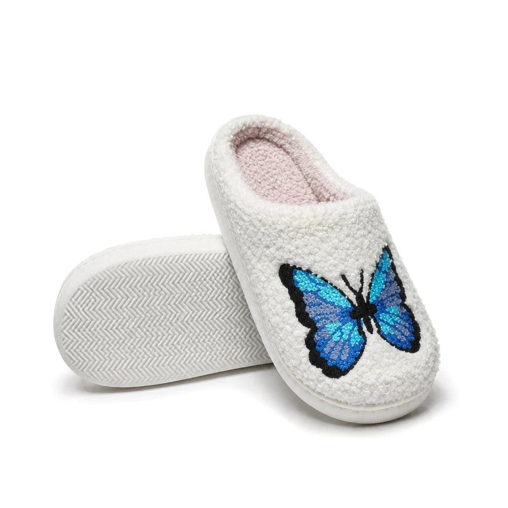 Chaussons Moumoute Papillon Bleu Bochausson semelle antidérapante