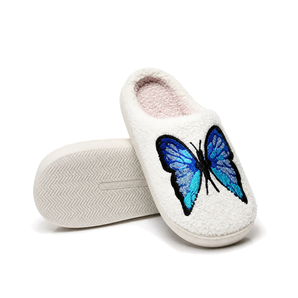 Chaussons Moumoute Papillon Bleu Bochausson semelle antidérapante