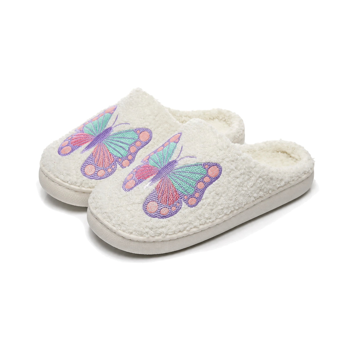 Chaussons Moumoute Papillon Bochausson vue trois-quarts de la paire