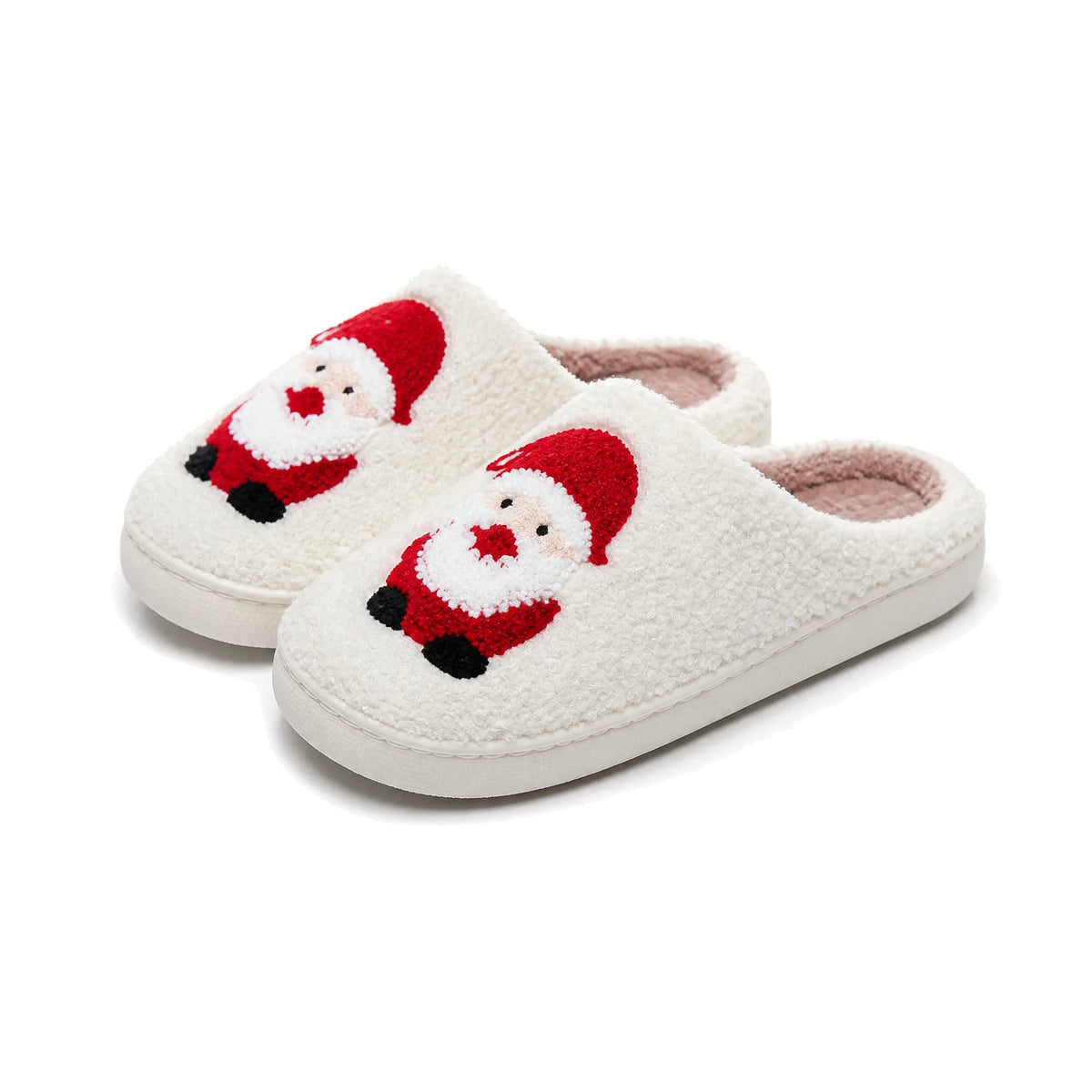 Chaussons Moumoute Père Noël Bochausson vue trois-quarts de la paire