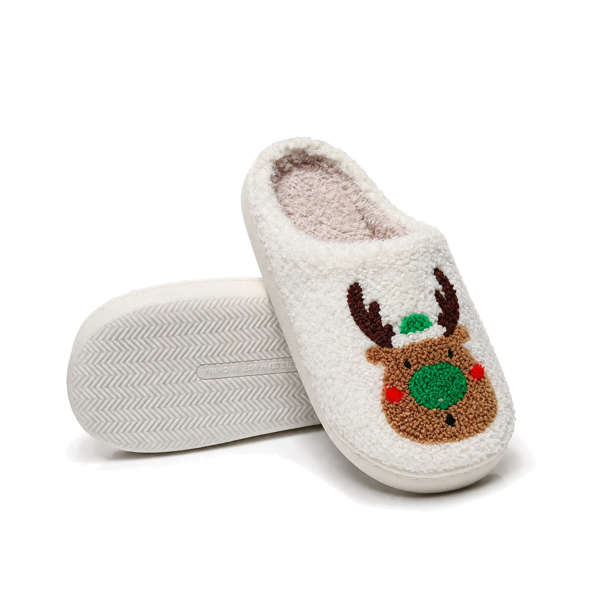 Chaussons Moumoute Renne de Noël Bochausson semelle antidérapante