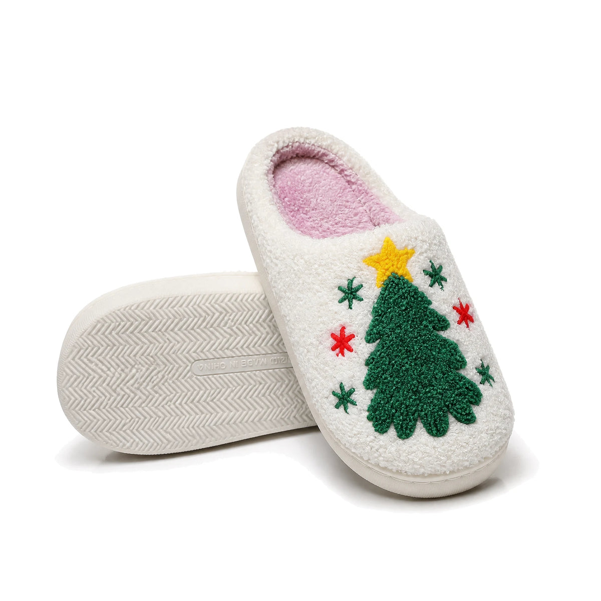 Chaussons Moumoute Sapin de Noël Bochausson semelle antidérapante