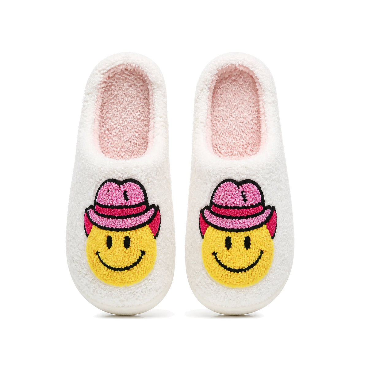 Chaussons Moumoute Smiley Cowboy Bochausson vue de dessus de la paire