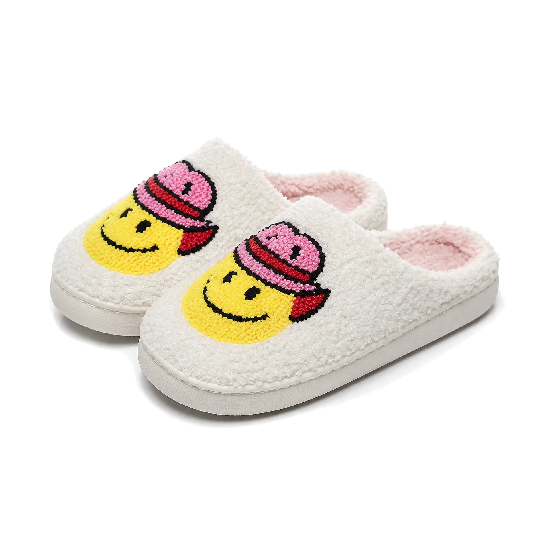 Chaussons Moumoute Smiley Cowboy Bochausson vue trois-quarts de la paire