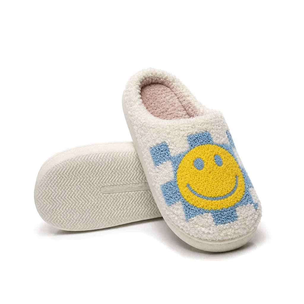 Chaussons Moumoute Smiley Damier Bochausson semelle antidérapante