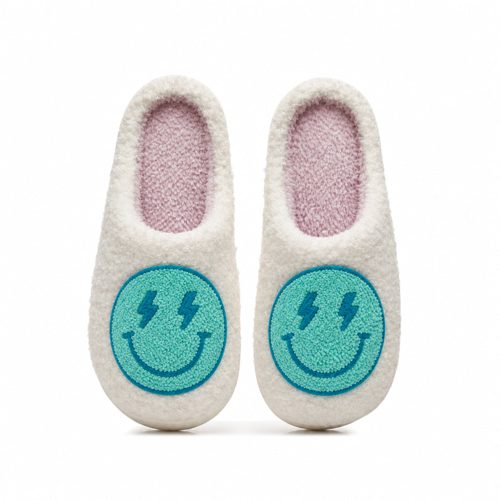 Chaussons Moumoute Smiley Éclair Bochausson vue de dessus de la paire