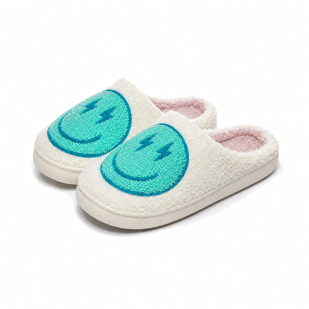 Chaussons Moumoute Smiley Éclair Bochausson vue trois-quarts de la paire