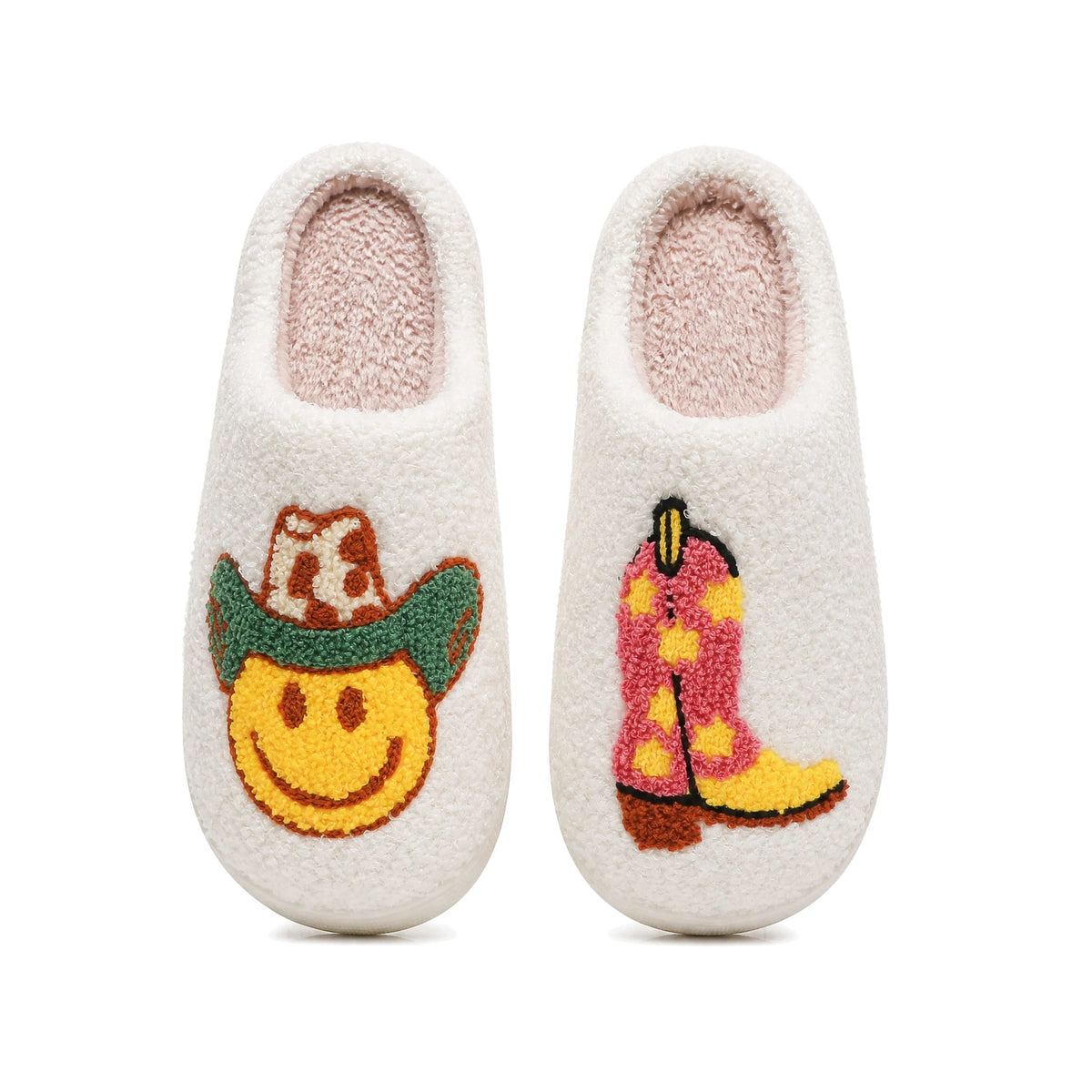 Chaussons Moumoute Smiley et Botte Bochausson vue de dessus de la paire