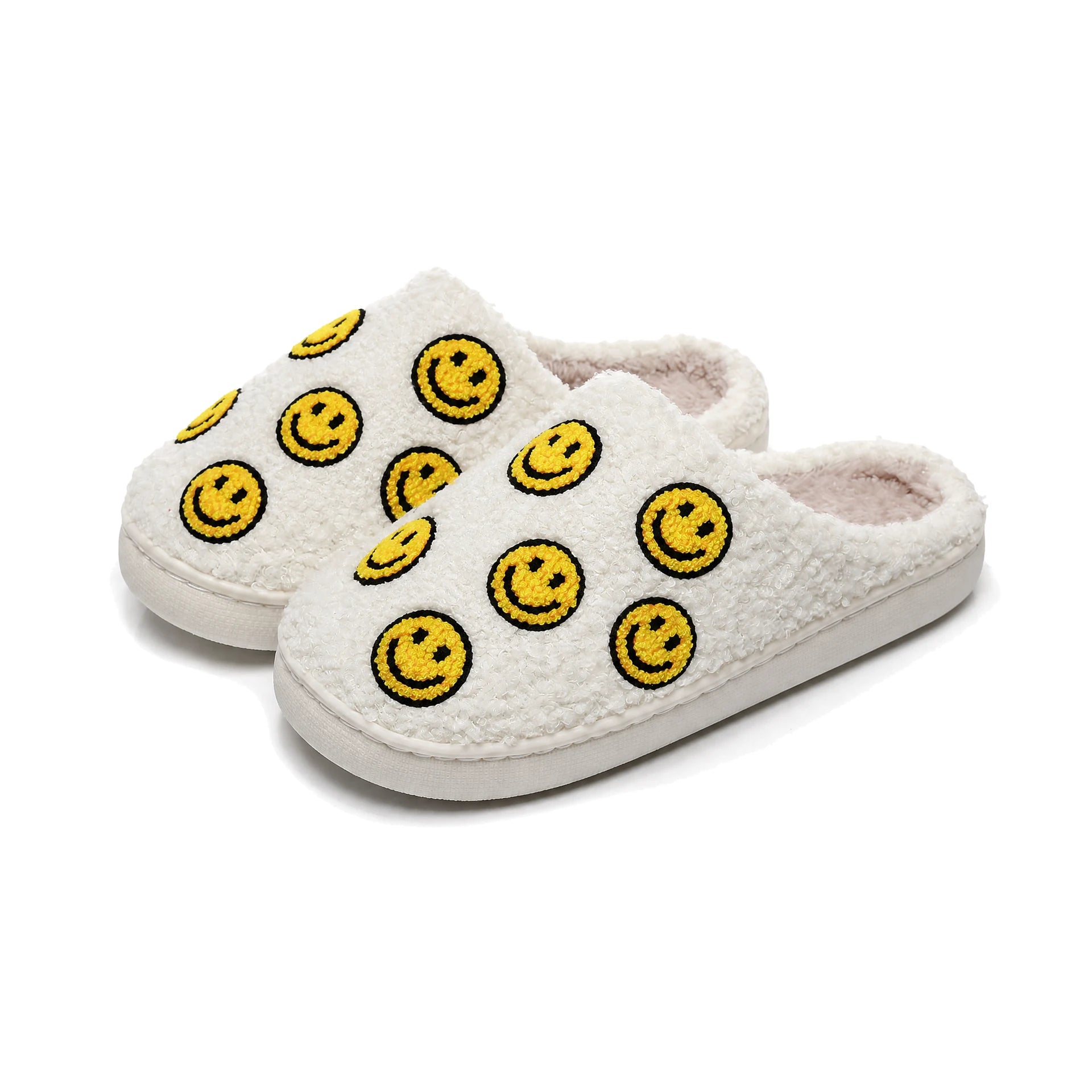 Chaussons Moumoute Smileys Bochausson vue trois-quarts de la paire