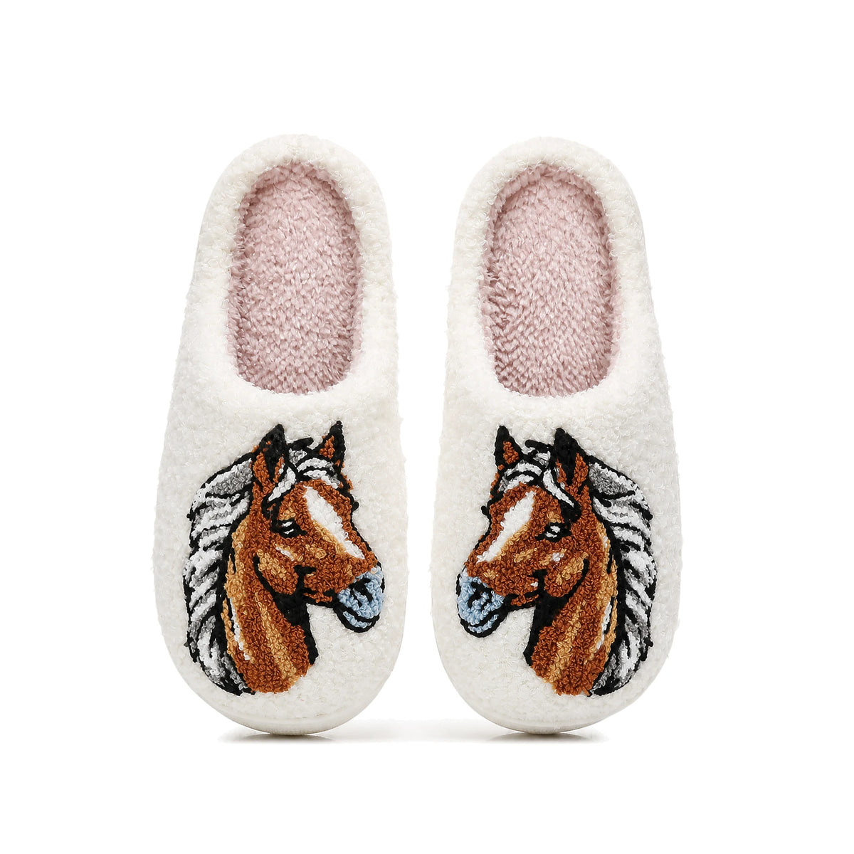 Chaussons Moumoute Tête de Cheval Bochausson vue de dessus de la paire