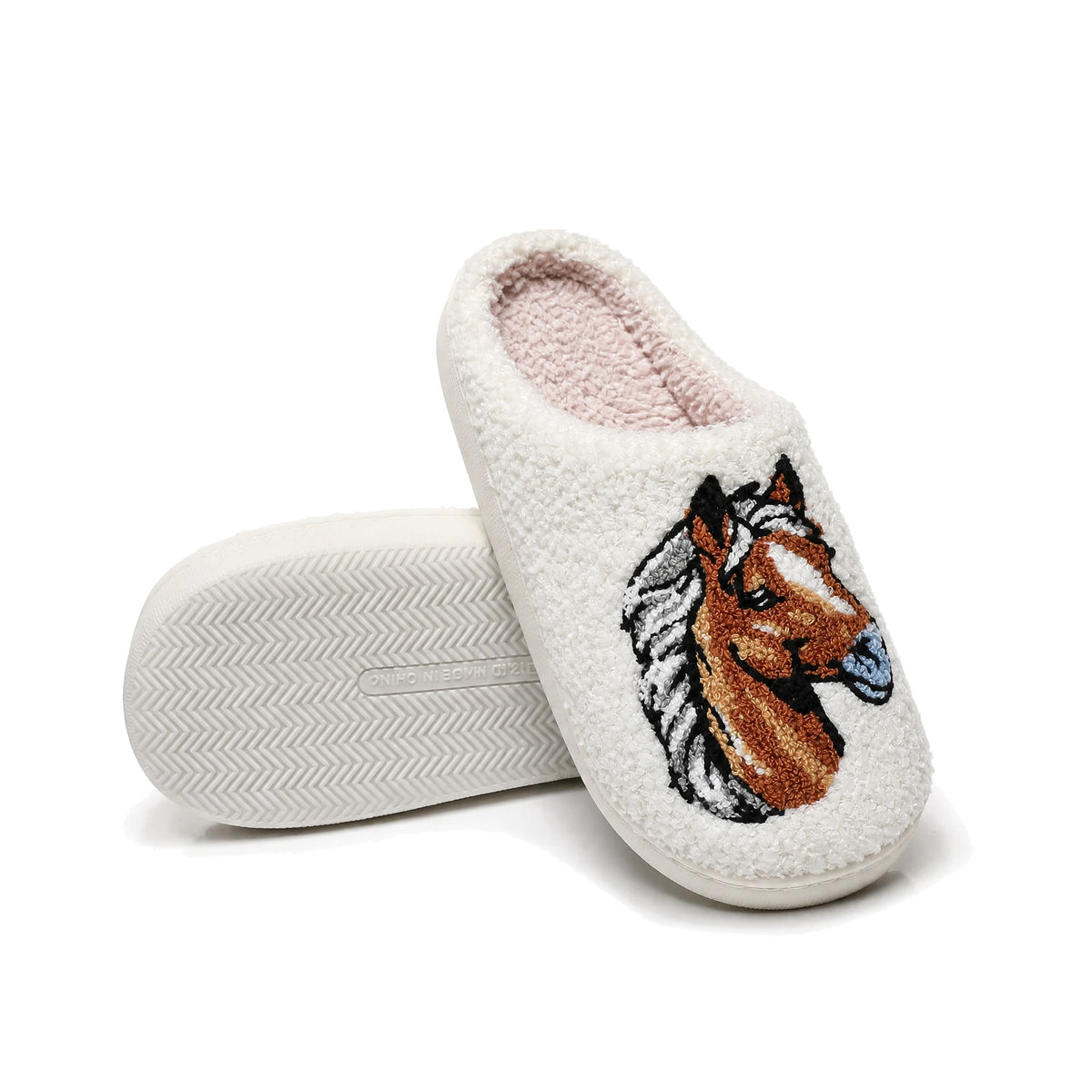 Chaussons Moumoute Tête de Cheval Bochausson semelle antidérapante