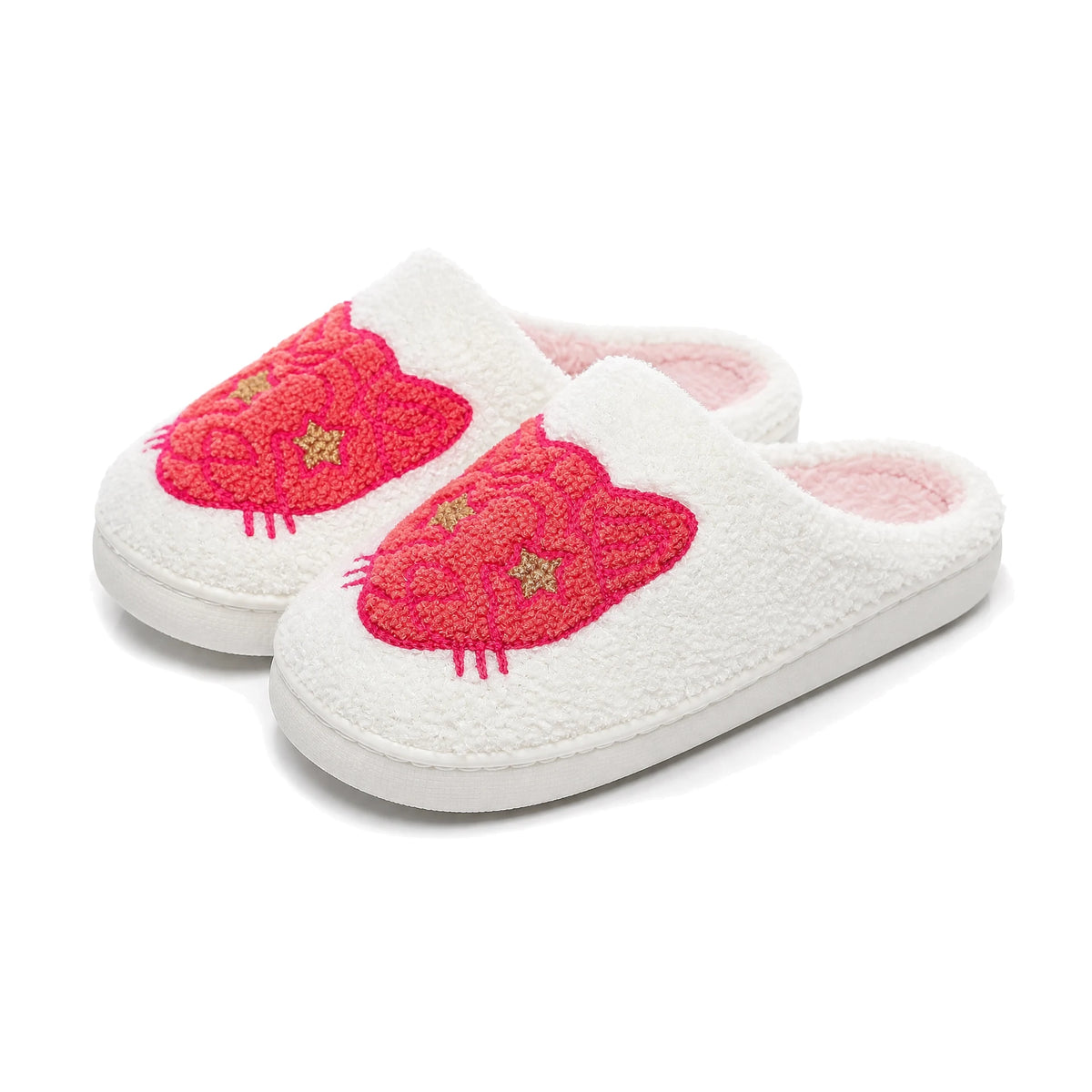 Chaussons Moumoute Tête de Léopard Bochausson vue trois-quarts de la paire