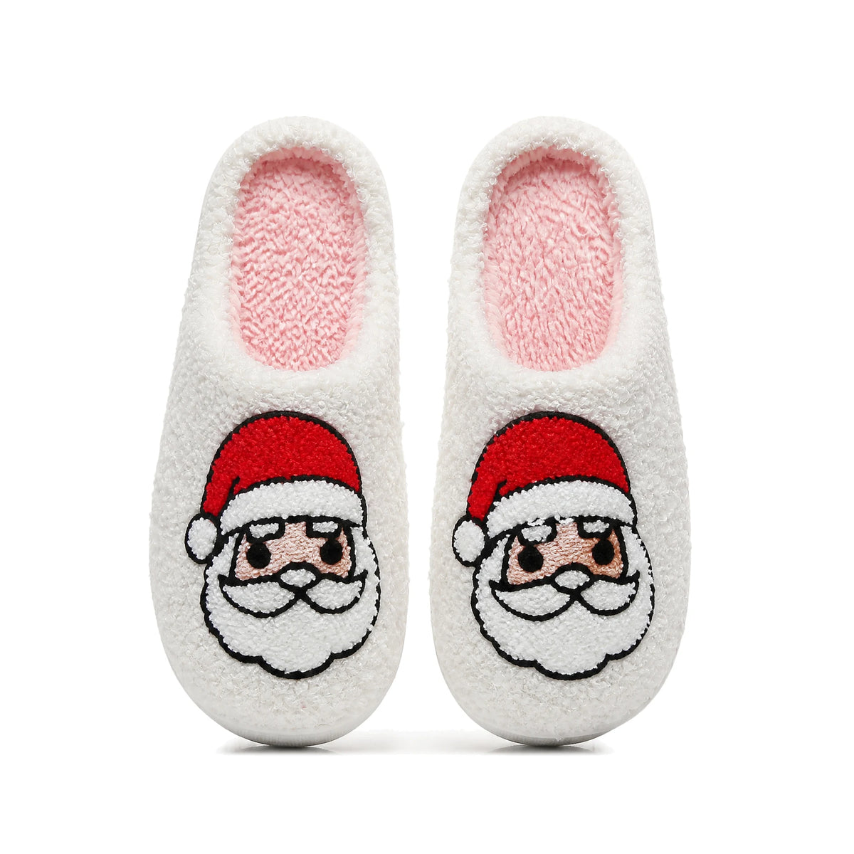Chaussons Moumoute Tête de Père Noël Bochausson vue de dessus de la paire